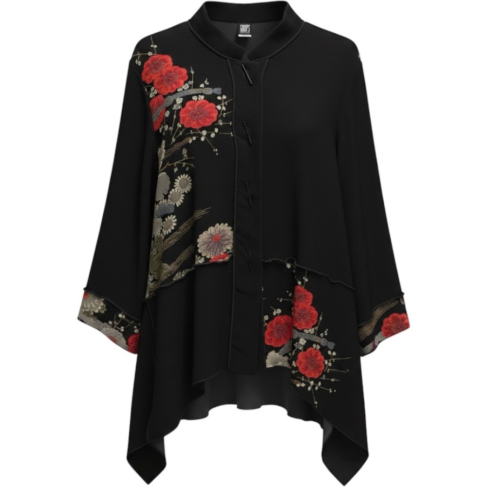 Womens Floral Top Boho Cottagecore Artsy Lagenlook L Party Relaxed Fit Kimono